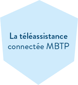 Hexagone bleu en header de l'offre La téléassistance connectée de la MBTP