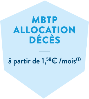 Hexagone bleu en header de l'offre prévoyance décès de la MBTP